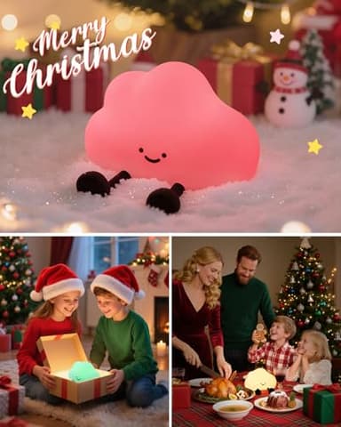 YISUN Cloud Night Light, Colorful Silicone Night Lights for Nursery, Rechargeable Dimmable Bedside Lamp with Timer, Soft Squishy Night Lamp Portable Kids Gift for Girls, Boys, Babies - Image 2