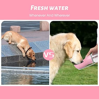 Kalimdor Dog Water Bottle, Leak Proof Portable Puppy Bowl Water Dispenser with Drinking Feeder for Pets Outdoor Walking, Hiking, Travel, Food Grade Plastic (19oz Pink) - Image 5