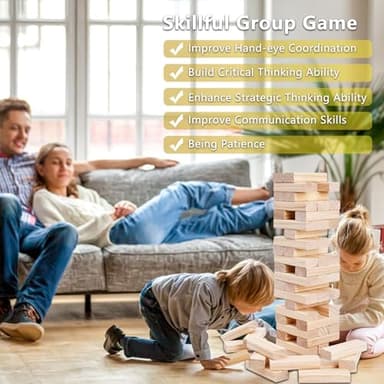 Aivalas Giant Timber Blocks Games, 56 Blocks Large Tower Outdoor Games - Includes Carry Bag and Scoreboard, Wood Stacking Yard Games Grows from 2FT to Over 4.2FT for Kids Adults Family - Image 5