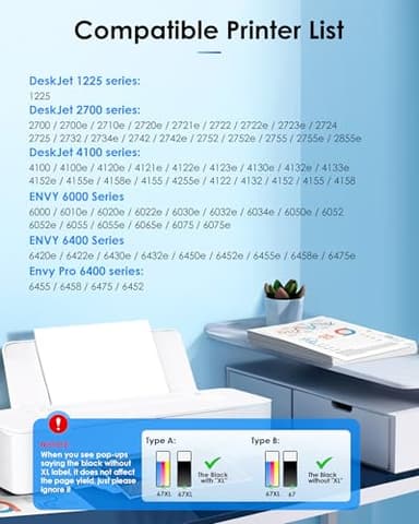 67XL Ink Cartridge Black/Color Combo Pack Replacement for HP Ink 67 67XL Printer Ink Works for HP DeskJet 2827e 2755e 2700 2855e 2800 4155e 2755 2852e Envy 6055e 6000 6455e (2 Pack) - Image 2