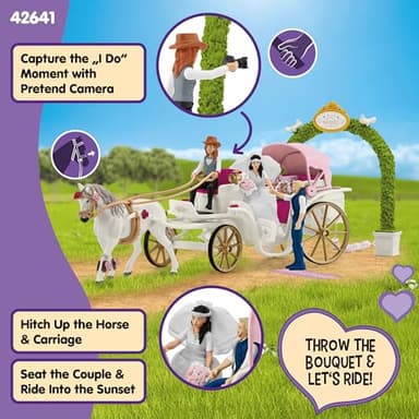 Schleich Horse Club - Wedding Carriage Playset with Horse and Carriage with Bride and Groom Figurines - Ages 5+ - Image 5