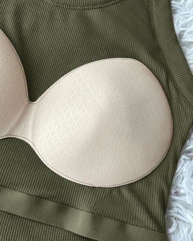 CHICME Tank Tops with Built in Bras Athletic Tank Tops Ribbed Tank Top Running Tops Army Green-L - Image 5