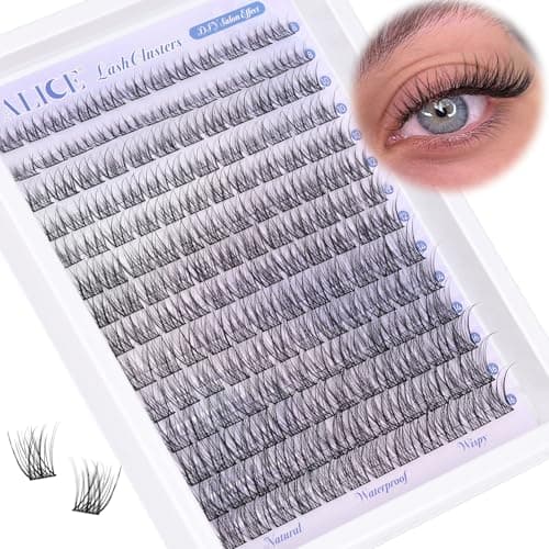Natural Lash Clusters Wispy Cluster Eyelash Extensions 168pcs Individual Lashes 8-16mm C-Curly DIY Lash Extension Natural Look Soft Thin Band Cluster Lashes by ALICE - Image 1