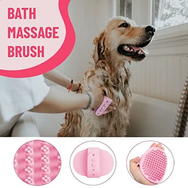 MASTER QUEEN Dog Grooming Kit - Deshedding Brush for Short Hair, Slicker Brush, Flea Comb, Puppy Brush Set in Pink - Image 5