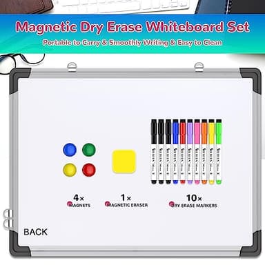 Monthly Calendar Whiteboard Dry Erase Cork Board Combination for Wall, 24"x18" Magnetic Dry Erase Board, Double-Sided White Board, Portable Board for Office, Kitchen, Planning, Memo, School, Home - Image 4