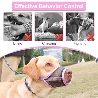 LUCKYPAW Dog Muzzle, Mesh Muzzle for Small Medium Dogs, Soft Mouth Cover to Prevent Biting Chewing, Drinkable Breathable Adjustable Puppy Mouth Guard(Pink, S) - Image 5