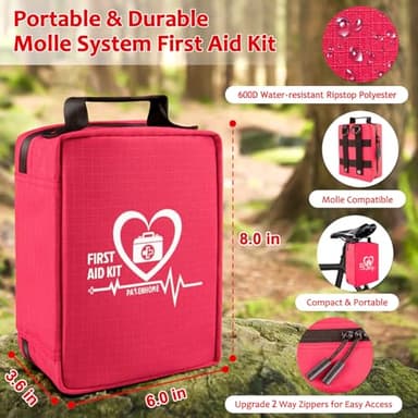 First Aid Kit, Trauma First Aid Kits with Labelled Compartments Molle System, Professional Emergency Kits for Home, Office, Car, Outdoor, Hiking, Travel, Camping - Image 4