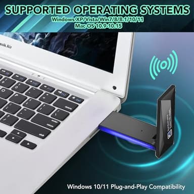 Skrtime USB WiFi Adapter 1300Mbps Foldable Dual Band Wireless Network Dongle for Desktop Laptop PC - Image 6