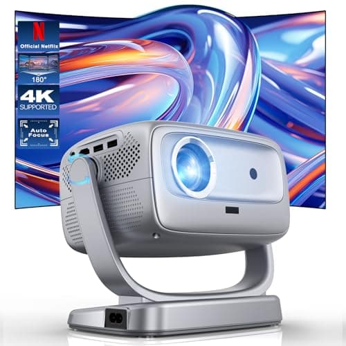 Projector with WiFi and Bluetooth Portable Outdoor: [Auto Focus&Keystone/360° Stand] Smart TV 4K Movie Projector with Apps Netflix Licensed 50%Zoom 700ANSI 3D DoIby Audio Android Home Camping Ceiling - Image 1
