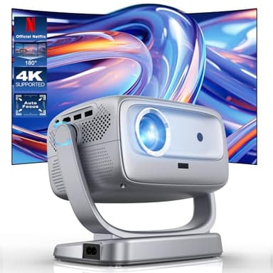 Projector with WiFi and Bluetooth Portable Outdoor: [Auto Focus&Keystone/360° Stand] Smart TV 4K Movie Projector with Apps Netflix Licensed 50%Zoom 700ANSI 3D DoIby Audio Android Home Camping Ceiling - Image 1