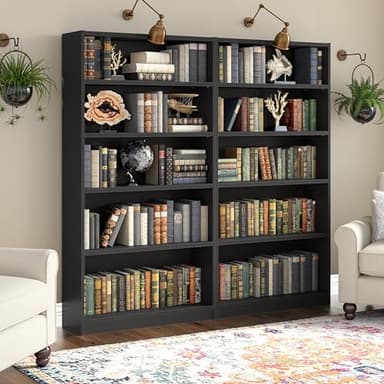Bush Furniture Universal Tall 5 Shelf Bookcase in Black, Vertical Storage and Display Bookshelf for Home Office or Living Room Organization - Image 4