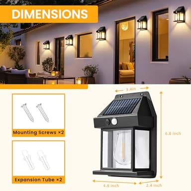 GIGALUMI Solar Wall Lights Outdoor, Dusk to Dawn Motion Sensor Light Waterproof, 4 Pack Motion Sensor Solar Porch Lights with 3 Modes, for Patio, Garage, Shed - Image 4
