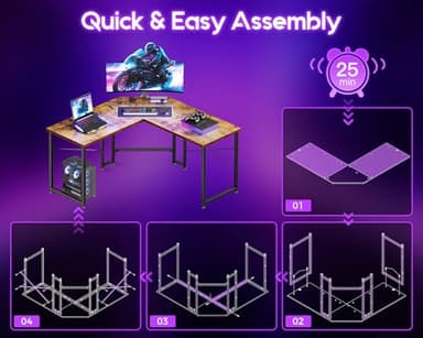 Casaottima 51 Inch L Shaped Gaming Desk, Corner Table Sturdy Workstation for Home Office, Writing, Gaming, Computer Desk for Small Space, Easy Assembly, Rustic Brown - Image 4