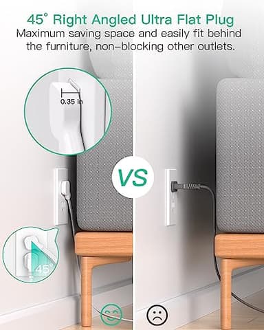 Mifaso Dorm Room Essentials Power Strip - Flat Extension Cord with Multiple Outlets, 5Ft Ultra Cord with 4 USB Ports, Non Surge Protector for Cruise Ship Travel, Desktop Charging Station - Image 3