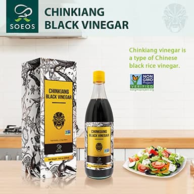 Soeos Chinkiang Vinegar, 18.6 fl oz (550ml), Chinese Black , Traditional , Organic , Zhenjiang Xiangcu, Black Rice Vinegar | Condiment for Cooking Noodles, Braised Meat, Cold Appetizers - Image 4