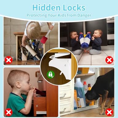 32 Pack Magnetic Baby Proof Cabinet Locks with 128 Screws & 3M Tapes | Child Safety Locks for Cabinets, Drawers, Glass Doors - Image 3