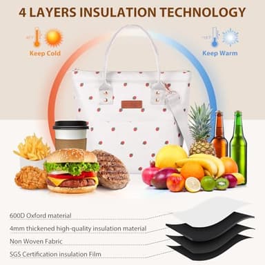 BULGILIA Lunch Box for Women/Men - Adult Insulated Lunch Bag with Snack Bag, Portable Reusable Waterproof Lunch Tote Bags with Adjustable Shoulder Strap for Work,Travel,Outdoor（beige） - Image 4