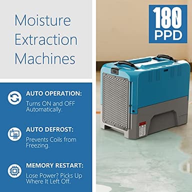 ALORAIR Commercial Dehumidifier with Pump, Up to 180 PPD (Saturation), 85 PPD at AHAM, 5 Years Limited Warranty, LGR Industrial Dehumidifier for Flood Repair, Crawlspace and Basement Drying - Image 3