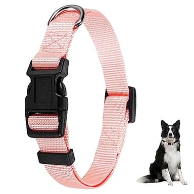 PuppyDoggy Adjustable Dog Collar Black Nylon Dog Collar Martingale Collar for Dogs with Quick Release Buckle Classic Pet Collar for Small Medium Large Dogs (Large 1 Pack, Pink) - Image 1