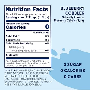 Jordan's Skinny Syrups Sugar Free Coffee Syrup, Blueberry Cobbler Syrup Flavor, Zero Calorie Flavoring for Latte, Protein Shake, Cocktail & More, Gluten Free, Keto Friendly, 25.4 Fl Oz, 1 Pack - Image 2