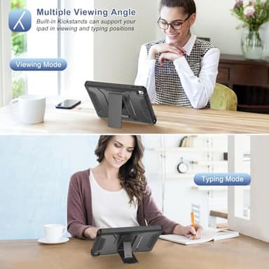 Soke Case for iPad 6th/5th Generation 9.7 Inch 2018/2017,with Built-in Screen Protector and Kickstand, Rugged Full-Body Heavy Duty Protective Cover for Apple iPad Air 2 /Pro 9.7 - Black - Image 5