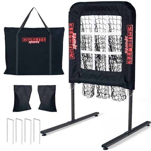 9 Hole Pitching Net with Strike Zone, Baseball Pitching Target, Softball Pitching Net, Portable Pitcher Training Equipment Height Adjustable（Black） - Image 1