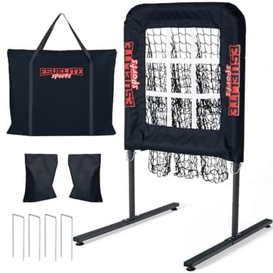 9 Hole Pitching Net with Strike Zone, Baseball Pitching Target, Softball Pitching Net, Portable Pitcher Training Equipment Height Adjustable（Black） - Image 1