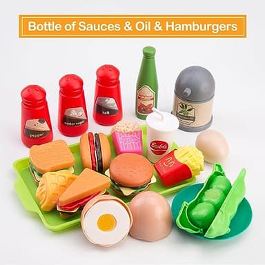 Zero Zoo 105Pcs Kids Kitchen Toy Accessories, Toddler Pretend BBQ Camping Cooking Playset, Play Pots, Pans, Utensils Cookware Toys, Play Food Set, Vegetables, Learning Gift for Girls Boys - Image 6