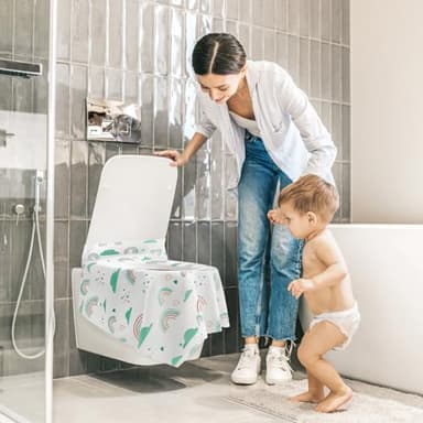 Blissful Diary 30 Pcs Toilet Seat Covers Disposable for Toddlers & Adults, Extra Large Waterproof, Portable Package for Travel, Kids Potty Training - Image 8