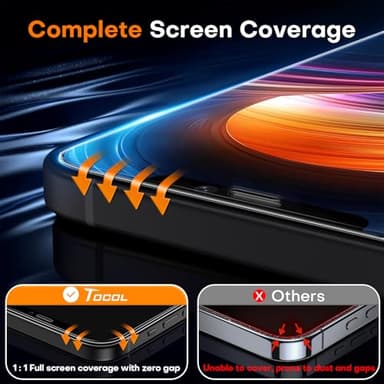 TOCOL for iPhone 12 Screen Protector 9H Hardness Military Grade Shatterproof HD Tempered Glass Full Coverage Easy Installation Case Friendly 2 Pack - Image 4