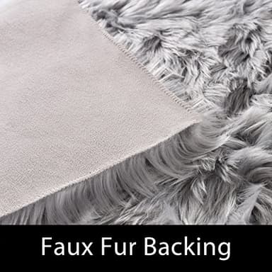 Latepis 3x5 Faux Sheepskin Rug, Faux Fur Rug for Living Room, Fluffy Washable Rugs for Bedroom, Teen Bedroom Decor, Grey Fluffy Rugs, Rectangle - Image 3