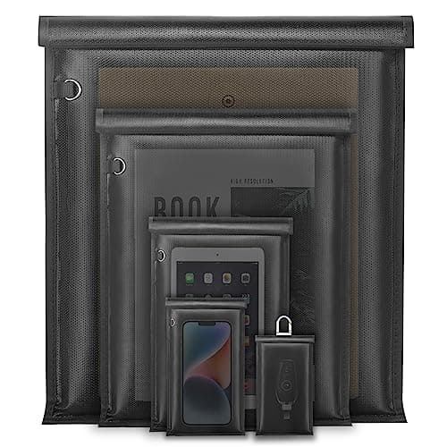yaokvide Large Faraday Bags- 5 Pack Faraday Cages for Laptops & Tablets & Phones & Car Keys, Faraday Key Fob Protector, Fireproof & Waterproof Anti-theft Signal Blocking Pouch - Image 1