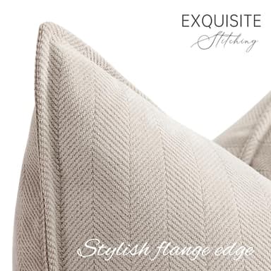 ZWJD Beige Pillow Covers 26x26 Set of 2 Chenille Throw Pillow Covers with Elegant Design Soft and Luxurious Decorative Throw Pillows for Couch, Bed, and Home Decor - Image 3
