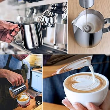 Milk Frothing Pitcher, 20oz Steaming Pitcher Stainless Steel Espresso Machine Accessories for Coffee Bar, Cappuccino Barista Tools Milk Jug Steamer Frother Cup with Decorating Latte Art Pen - Image 4