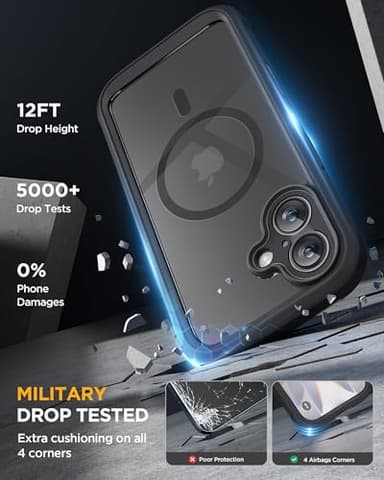 Miracase for iPhone 17 Case 6.3'', Full-Body Military Grade Drop Protection Outdoor Phone case with Built-in Glass Screen &Camera Control,Easy Installation,No Gap,Compatible with MagSafe, Black - Image 4