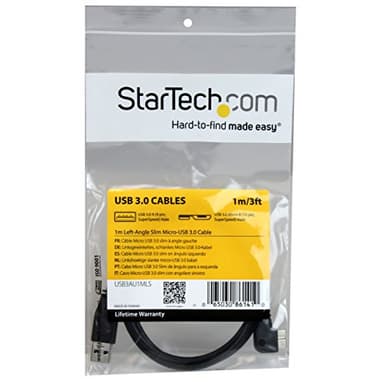 StarTech.com 1m 3 ft Slim Micro USB 3.0 Cable M/M - Left-Angle Micro-USB - USB 3.0 A to Micro B - Angled Micro USB - USB 3.1 Gen 1 (5Gbps) (USB3AU1MLS) - Image 4