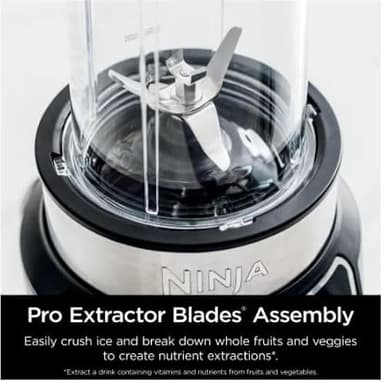 Ninja | Blender | Nutri Pro | Single Serve | For Smoothies, Salsa, Shakes and Frozen Drinks | Includes 2 Smoothie Cups & Lids | Crushes Ice, Fruit & Veggies |Silver | BN401 - Image 9