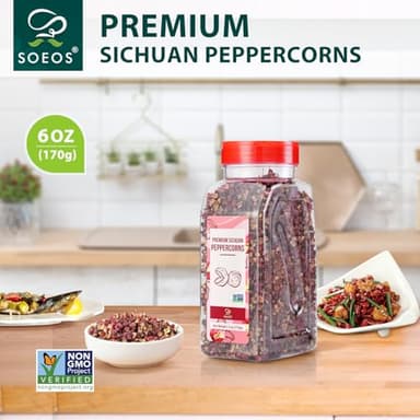 Soeos Sichuan Peppercorns, 6oz(170g), Authentic Szechuan Peppercorns, Less Seeds, Numbing and Tingle Flavor, Whole Sichuan Pepper for Mapo Tofu, Kung Pao Chicken and Chinese Cuisine - Image 3