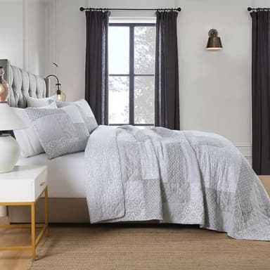 Secgo King Size Comforter Set- 100% Cotton Quilt King Size Set, Green, Sage bedspreads (96 * 108 Inch) with 2 Pillow Shams, Patchwork Reversible Lightweight Bedding - Image 6