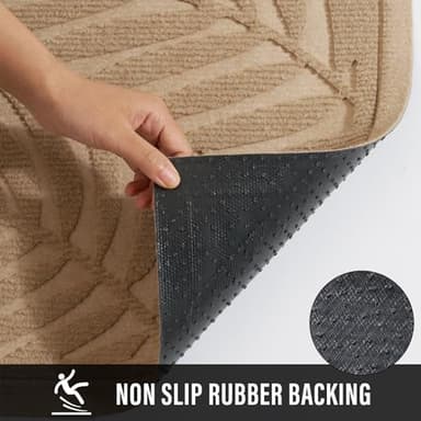 HIYARD Front Door Mat, Absorbent Resist Dirt Welcome Door Mat Indoor Outdoor, Waterproof Doormat, Sturdy Non Slip Backing, Fade Resistant, Low Profile Entry Mat for Entryway, 29×17, Beige - Image 3