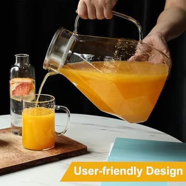 Glass Pitcher with Lid,1 Gallon Glass Water Pitcher Hot/Cold Water Jug, Juice and Iced Tea Beverage Carafe with Lid (Extra-Wide Mouth) - Image 2