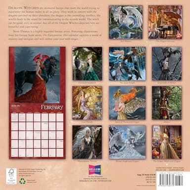 Dragon Witches 2025 Wall Calendar, 16-Month Fantasy Calendar — The Art of Nene Thomas, 12" x 12" - Image 2