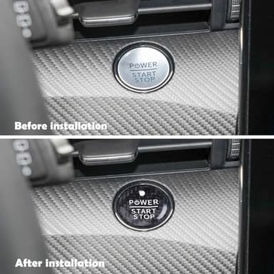 QianBao Compatible with Carbon Fiber Start Stop Button Cover Car Engine Push Start Ignition Switch for Ford Mustang Mach-E 2021 2022 2023 Black - Image 5