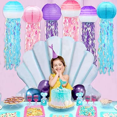 6 Packs Jelly Fish Paper Lanterns Gradient Pink Purple Blue Hanging Jellyfish Decor for Ocean Theme Birthday Under The Sea Little Party Decoration - Image 5