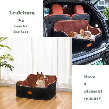 Lealchum Dog Car Seat Up to 55lb,2 Clip-On Safety Adjustable Leashs Car Dog Bed for 2 Small Dogs,Fully Detachable and Washable Pet Car Seat with 2 Storage Pockets,Easy to Install(Black/Grey, Large) - Image 6