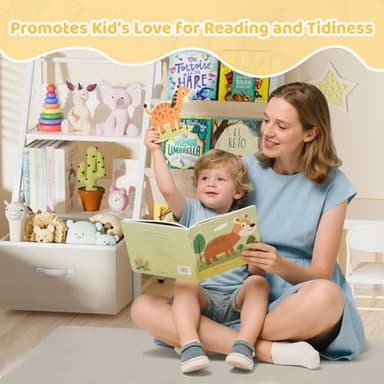 ZVMTTOY 3 Tier Kids Bookshelf and Toy Organizer with Movable Drawer,Montessori Bookcase Toy Organizer,Toddler Bookshelf for Kids Rooms, Playroom, Nursery,White,29.5" Height Safe Design - Image 7