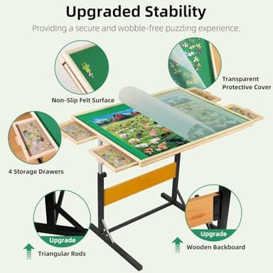 ALL4JIG 2000 Pieces Puzzle Table for Adults Gifts, Wooden Jigsaw Puzzle Table with 4 Drawers, Upgraded Stability & Optimized Lightweight Design, Puzzles for Adults - Image 2