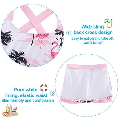 Cutemile Girls Swimsuits Size 5 Pink Flamingo Bathing Suit Size 6 Tankini Set with Skirt 2Ps Swimwear for Pool Party - Image 5