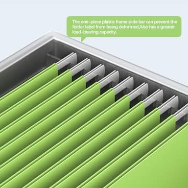 GRSQYS File Organizer Box - File Boxes for Hanging Files with Lid Set of 2 Decorative Hanging Folders Letter Size Organizer with One-Piece Plastic Frame Slides (Grey, 13.2 * 10.1 * 10.1in(2Pack)) - Image 3