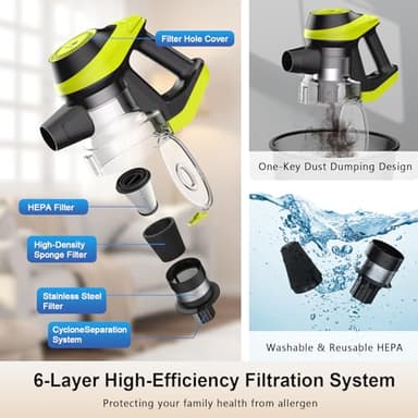 Intercleaner 23Ft Corded Vacuum Cleaner,20KPa Powerful Suction 2 Operation Mode Stick,19''-30'' Adjustable Tube 8-in-1 Handheld Vac for Hard Floors Carpets Pet Hair,Wall Mount Storage - Image 4